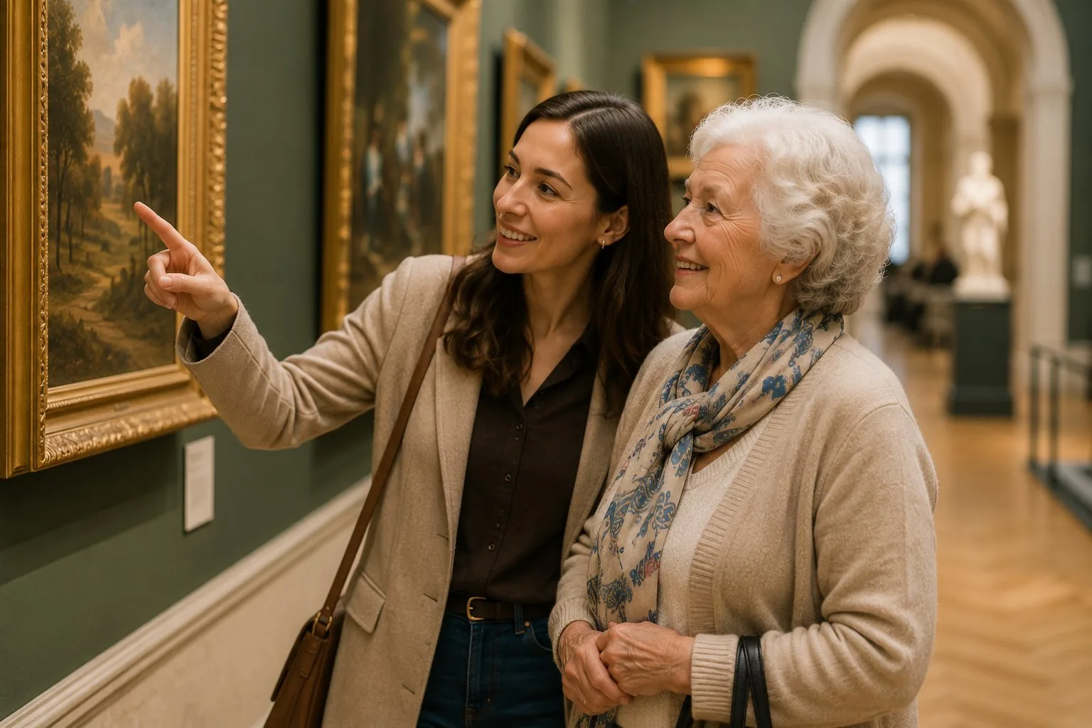 Companion and senior lady at a Vienna museum